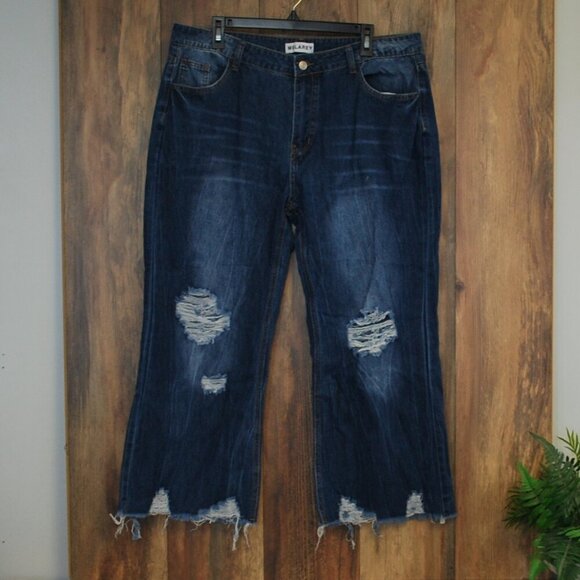 Melarey Women's Plus Size Cropped Wide Leg Jeans XXL 120-R - Picture 1 of 7